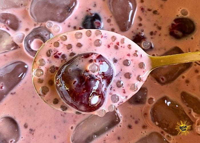 Creamy Dark Cherry Tapioca Dessert Drink
