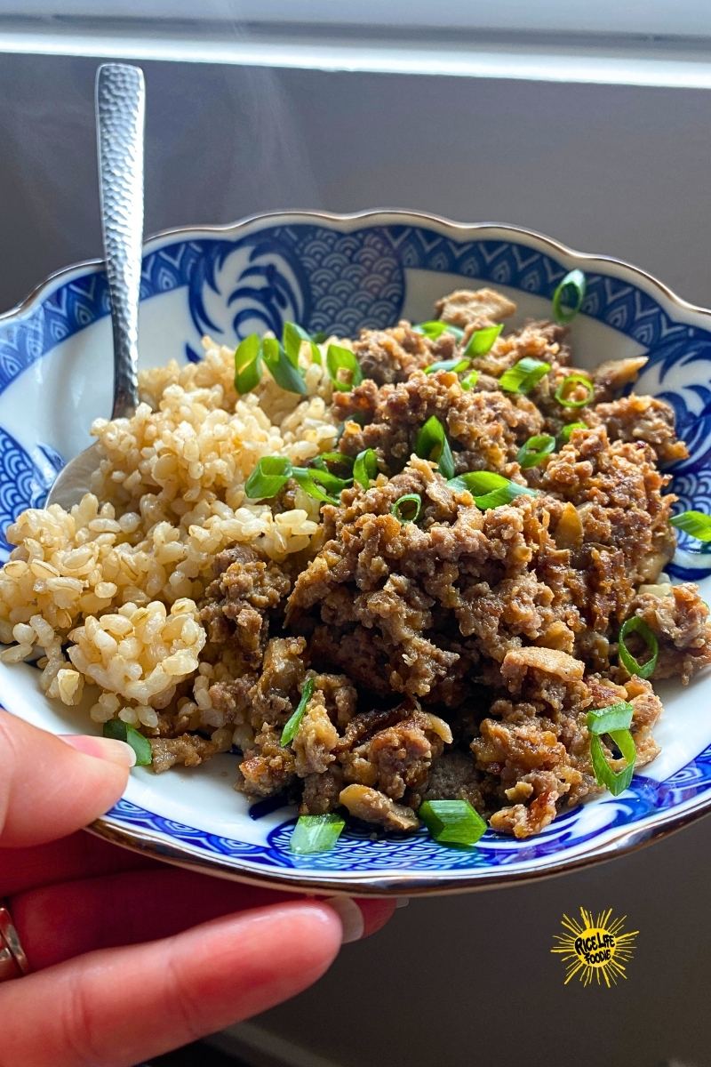 10 Minutes Asian Protein Bowl – Super Tasty! Tofu, Beef, Mushroom